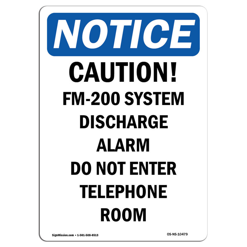 Panneau d'avertissement de mise en garde du système FM-200, H 24 po x l 18 po x P 0,1 po