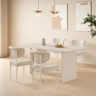 Rectangular solid wood rock plate dining table set