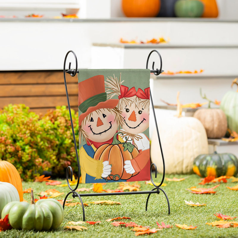 Couple de drapeaux de jardin appliques épouvantails