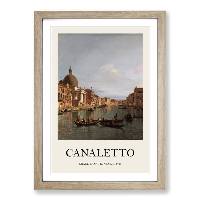 The Grand Canal in Venice by Giovanni Canaletto - Picture Frame Painting, 48cm H x 36cm W x 2cm D, Oak Framed