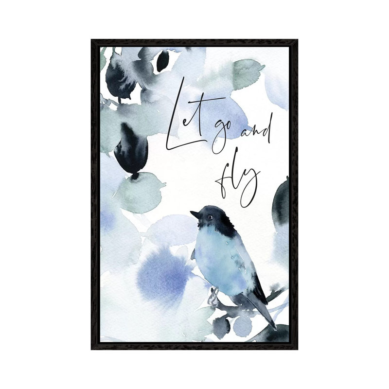 Let Go And Fly by Stephanie Ryan - Painting on Canvas, 66.04cm H x 45.72cm W x 3.81cm D, Black Floater Framed