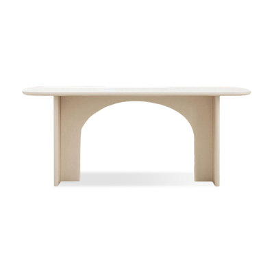 Modern Beige Rectangular Manufactured Wood Sintered Stone tabletop Dining Table