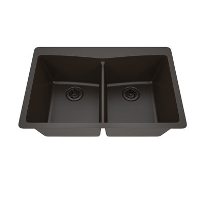 33" x 22" Platinum Quartz Kitchen Sink, Double Bowl Sink, Drop-in Sink, Undermount Sink, Granite Kitchen Sink
