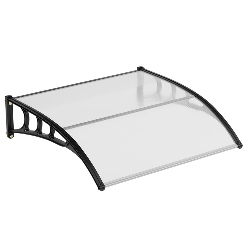 UV, Rain & Snow Protection – Polycarbonate Outdoor Door Awning Canopy – Durable Plastic Steel Bracket, Clear Transparent – Weather-Resistant Porch & Window Cover – Size: 100x100cm, Color: Transparent