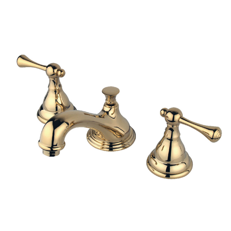 Widespread Bathroom Faucet with Drain Assembly, Polished Brass