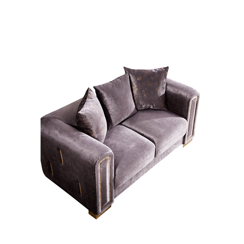 Foehr 66.5'' Velvet Loveseat, Silver Velvet