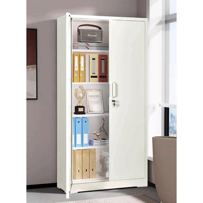 Container Furniture Direct Ironclad 71" Metal Storage Cabinet With Locking Doors And 4 Adjustable Shelves, Heavy-Duty Steel Cabinet For Garage, Laundry, Office