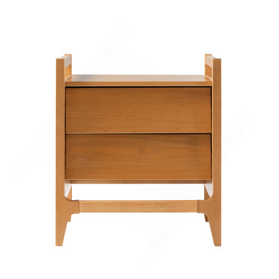 Scandi Angle Face  Wood Nightstand – Caramel