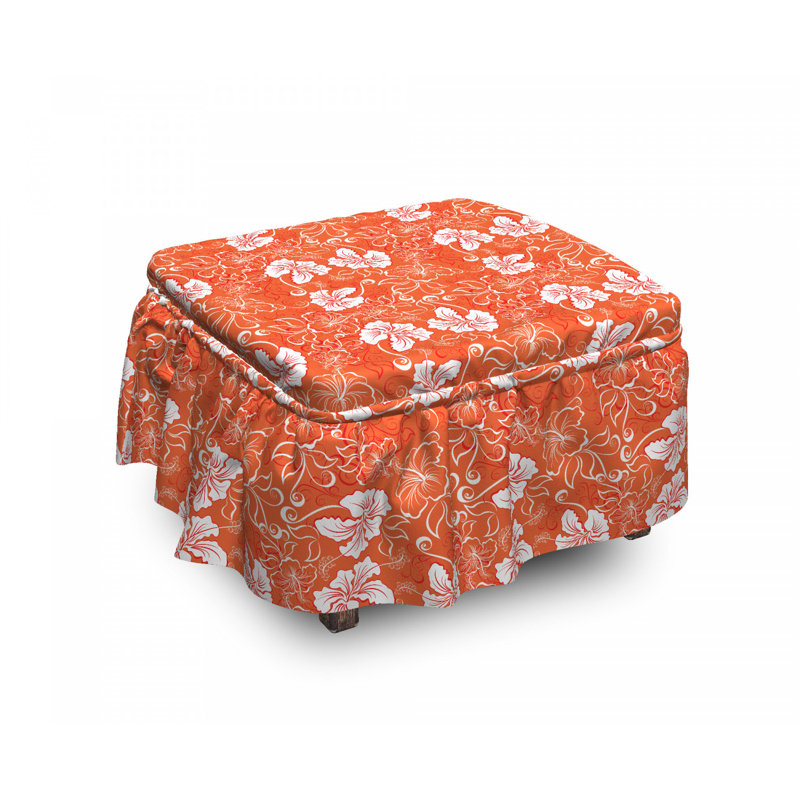 Ensemble de housse pour repose-pieds à coussin de boîte 2 pièces hawaii summer hibiscus