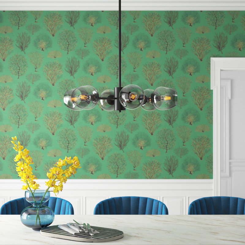 Lustre linéaire spoutnik moderne à 6 lumières Kye, Noir