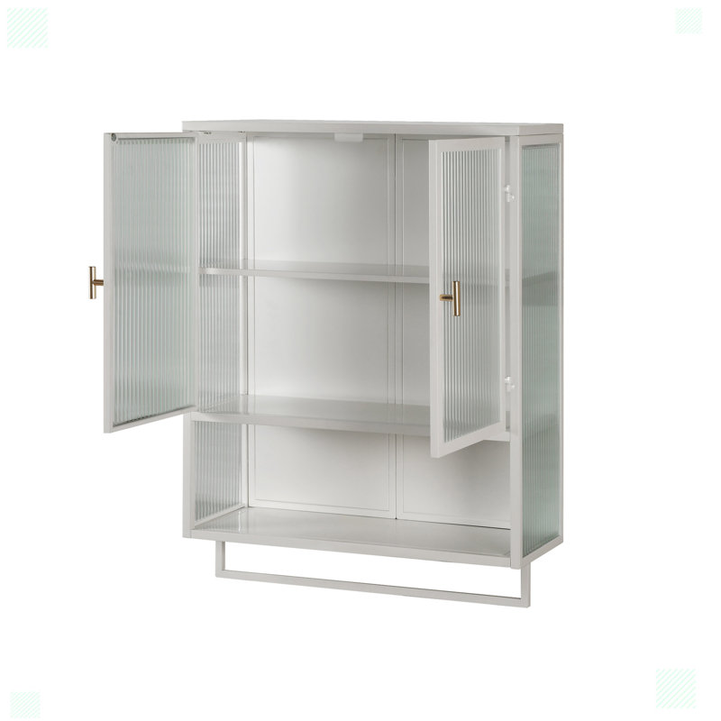 Armoire murale Arnfinnur avec rangement fermé à deux niveaux, Blanc