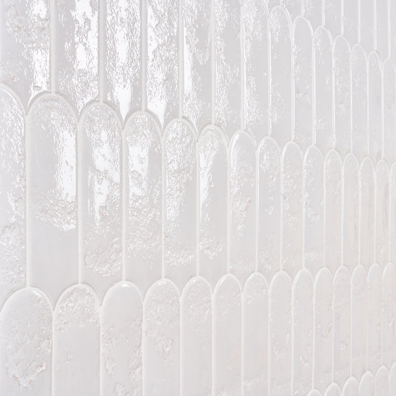 Airy 2,83 po X 7,68 po Carrelage mural texturé en céramique brillante (5,16 pieds carrés / caisse), Blanc nuage