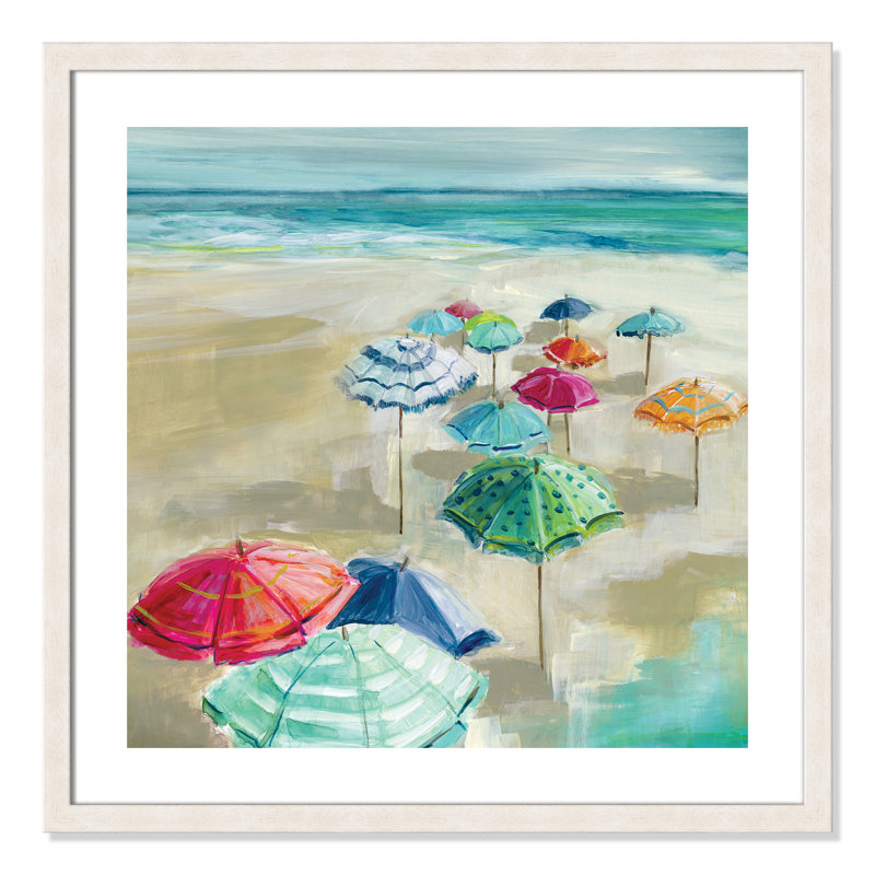 «Umbrella Beach I», reproduction encadrée, H 28 po x l 28 po x P 1,13 po
