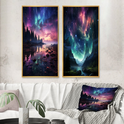«Aurora Borealis Dancing Lights», 2 pièces sur toile