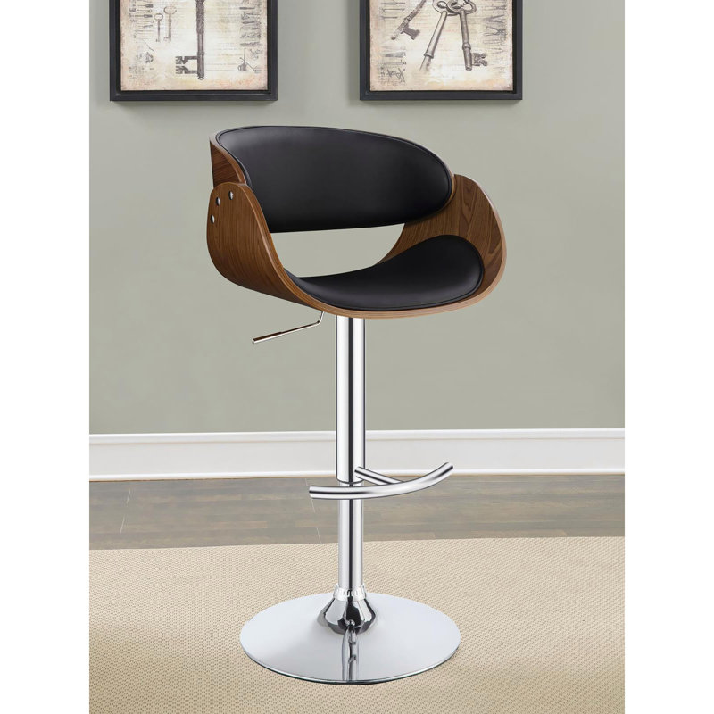 Tabouret de bar réglable écru et chrome, Noir, noir, noir, noir