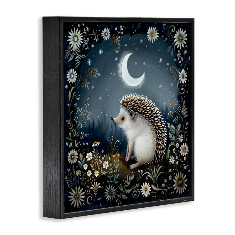 Hérisson sous la lune, art giclée par The Dutch Lady, Giclée encadrée noir minuit, H 24 po x l 24 po