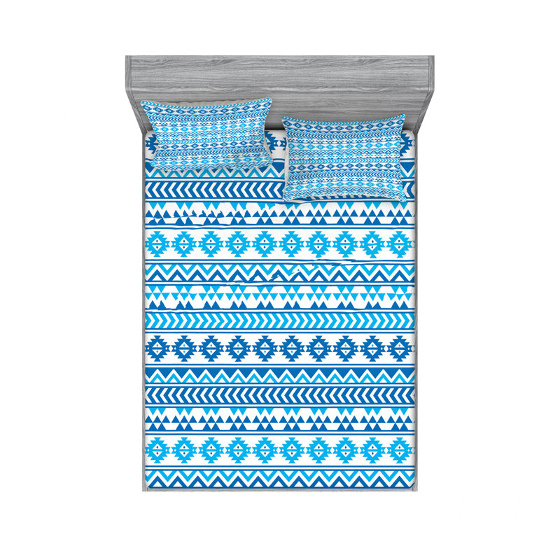 Microfiber Geometric Sheet Set, Queen Sheet Set with 2 Pillowcases