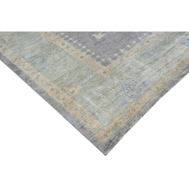 Wool Oriental Area Rug in Gray/Green/Tan, Rectangle 8' x 10'