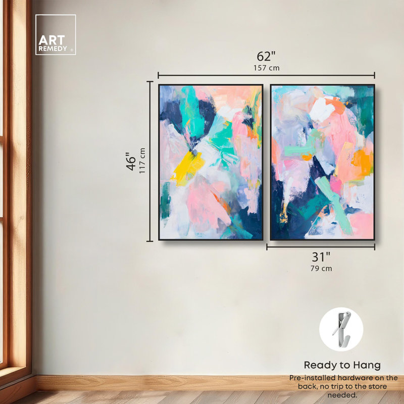 Ensemble de 2 couleurs de plumes par Art Remedy, Cadre flottant noir, H 45 po x l 30 po