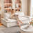 73.2"Queen Pull Out Sofa Bed,3-in-1 Convertible Sleeper Sofa,Multi-Functional Velvet Loveseat Bed,Beige/White-154311358