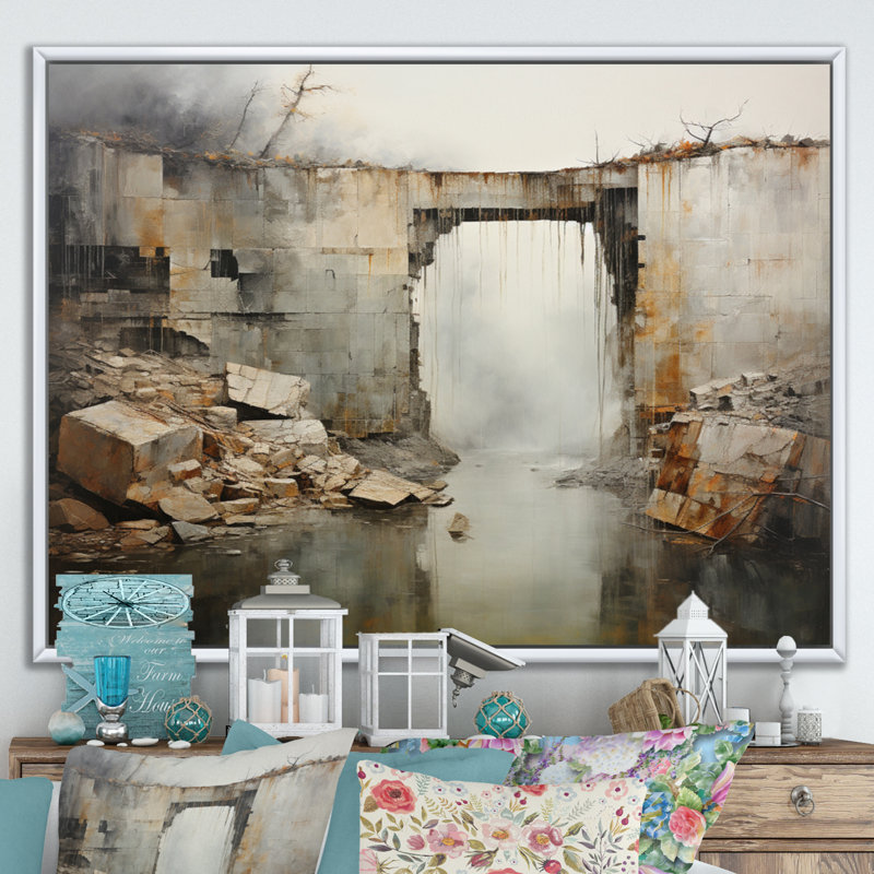 Impression sur toile, "Minimalisme Bridge Power", H 16 po x l 32 po, Cadre photo noir