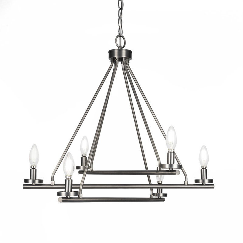 Trinity 6 Light Uplight Chandelier, Graphite