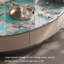 Table basse ovale en marbre clair de luxe-110567490-110567488