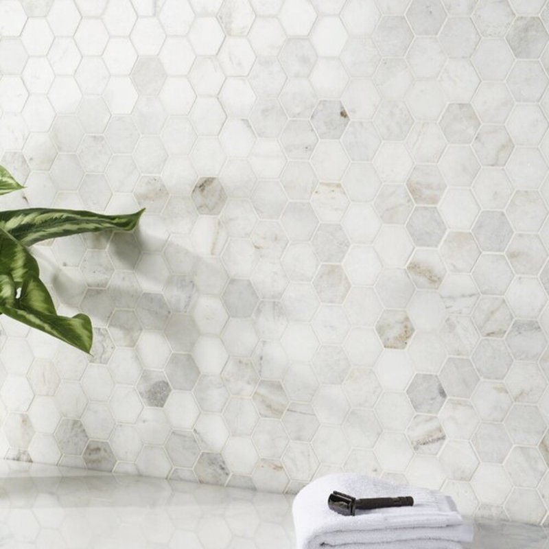 Alaska White Penny Round Polished Marble Tile