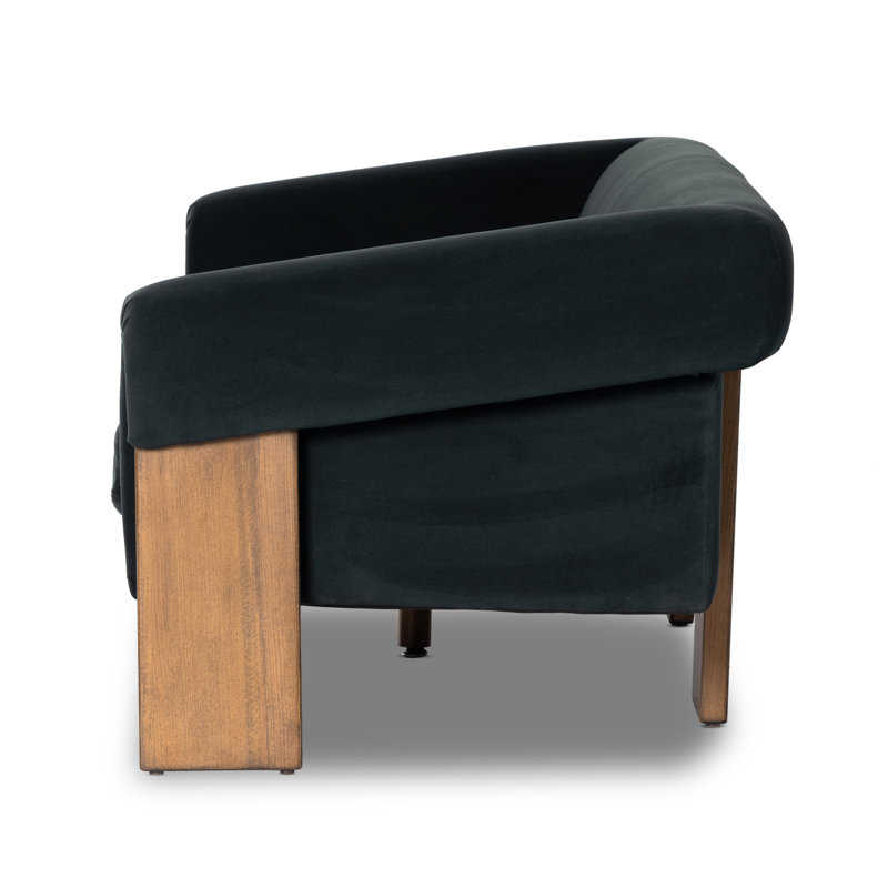 Cairo 90.5" Upholstered Sofa, Modern Velvet Smoke Polyester Blend