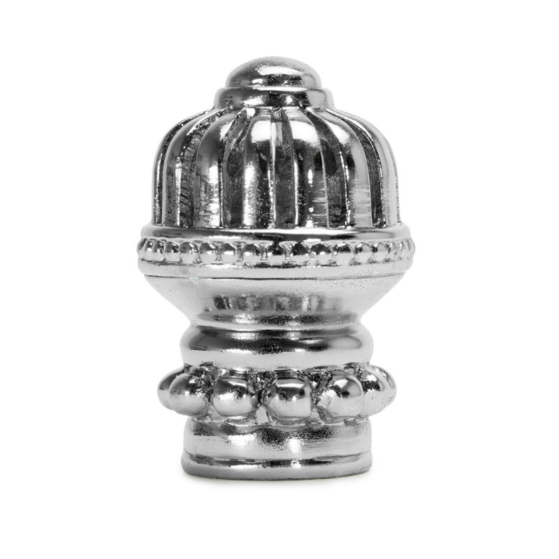 Cricket Cage bouton rond moyen avec base perlée, Chrome