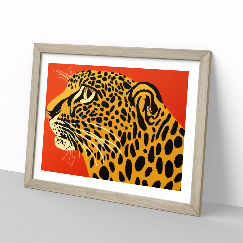 Artistic Leopard - Single Picture Frame Print, Oak, 46cm H x 64cm W