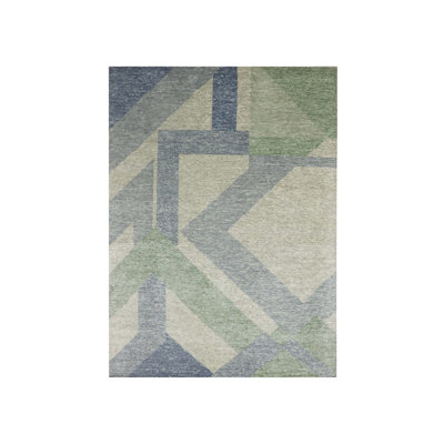 Tapis oriental rectangulaire en laine vert noué à la main 10 pi 0 po x 14 pi 0 po - MOA10279416