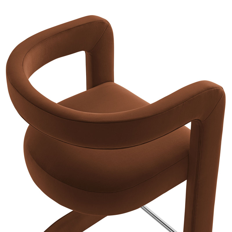 Winslow Performance Velvet Stool, Rust, Counter Stool (27" Seat Height)