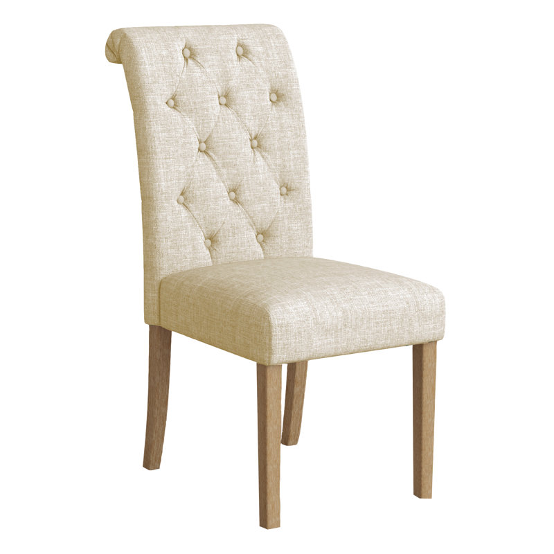 Chaise Parson rembourrée et capitonnée Charlotte, Beige
