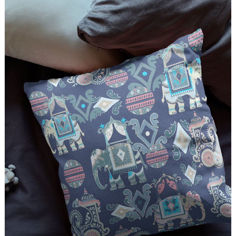  Housse de coussin carré et insert, H 20 po x l 20 po, Fermeture éclair, Bleu/gris