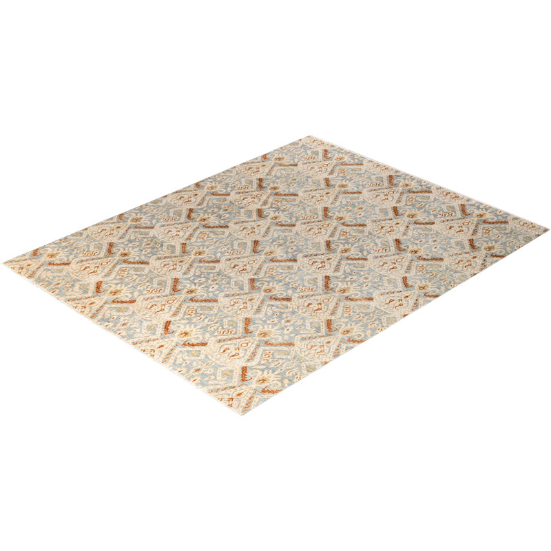 Tapis noué à la main unique en son genre Lynward - gris, 8 pi 0 po x 10 pi 1 po