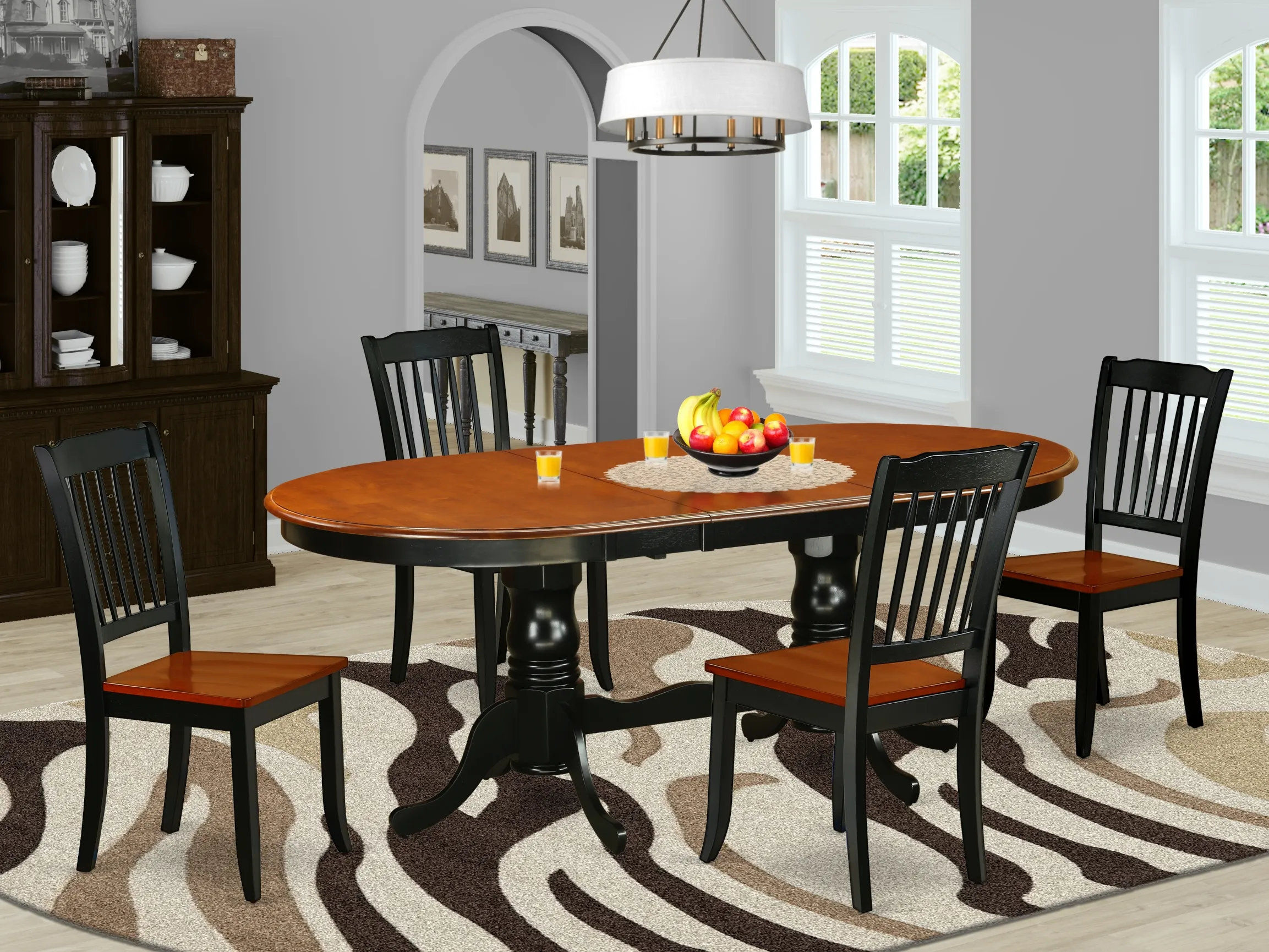 East West Furniture 4 - Person Butterfly Leaf Solid Wood Dining Set ...