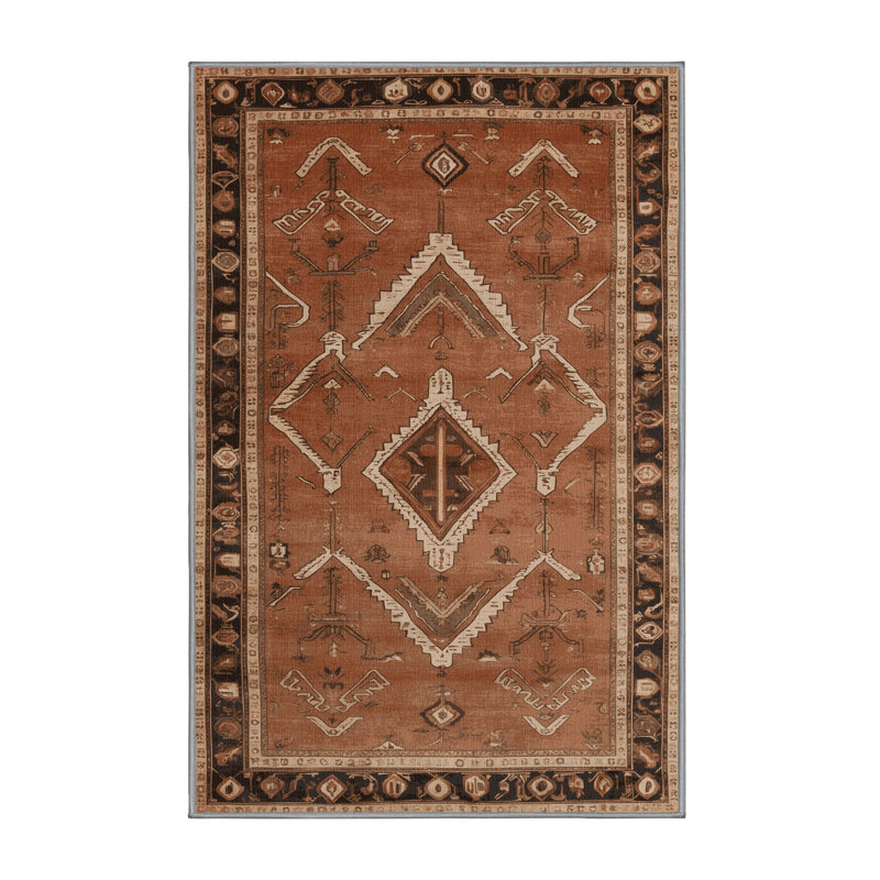 Tapis brun lavable à la machine, Rectangulaire 8 pi x 10 pi