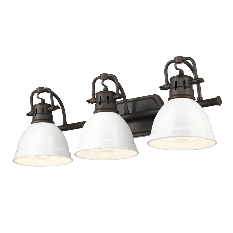 Iftimie 3-Light Bath Vanity, White, Rubbed Bronze