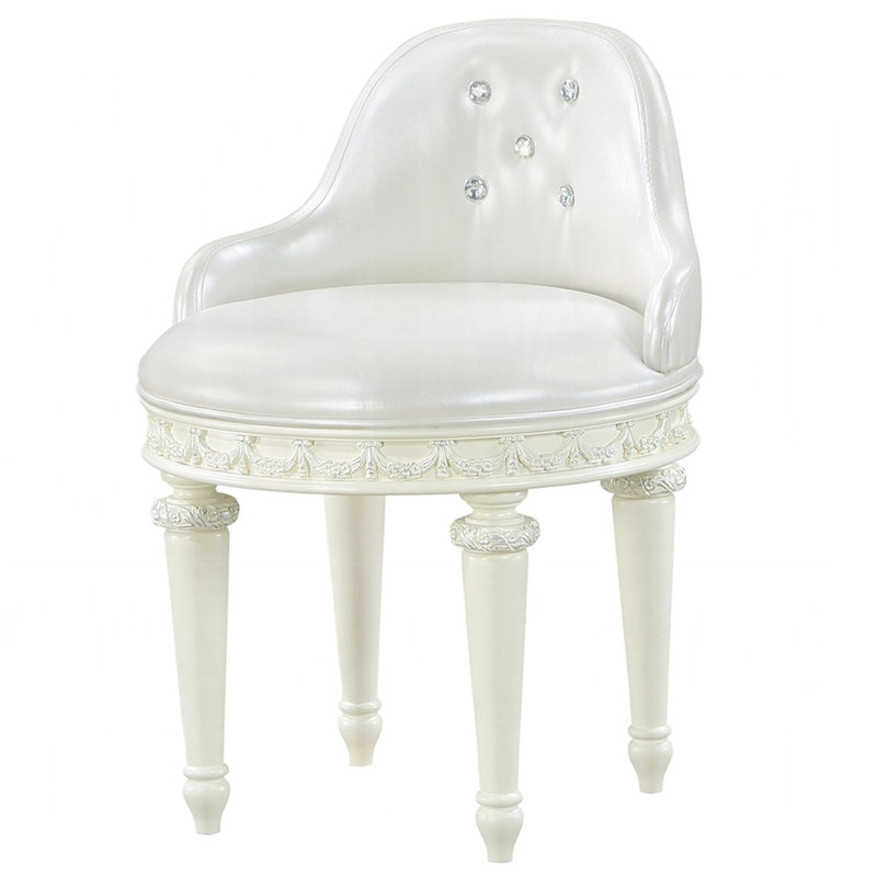 Fauteuil de coiffeuse confortable avec siège pivotant en similicuir et revêtement décoratif