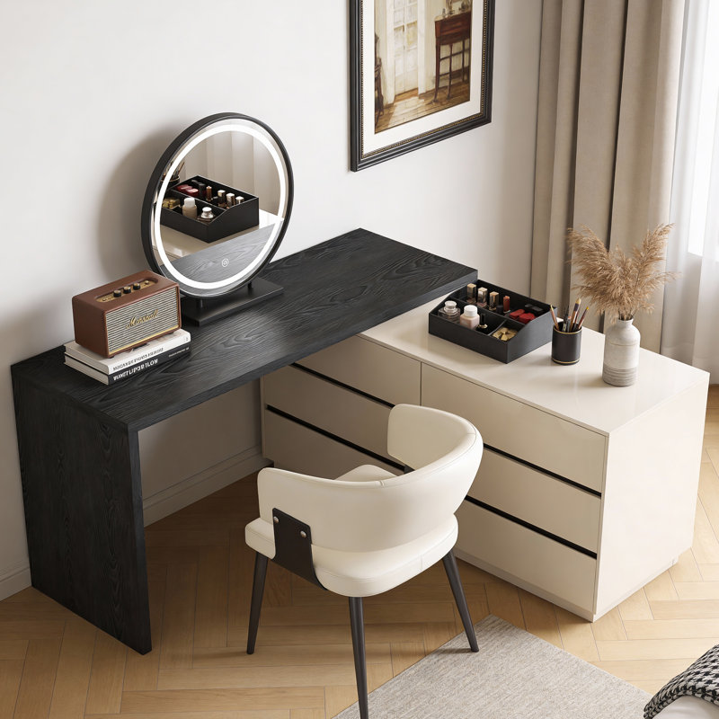 114.56 Inch L Shaped High Gloss Lacquer Desk With 6 Drawers Home Office Corner Workstation