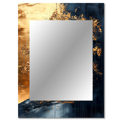 Gold Simplicity In Black African Tree III - Arican Tree Unique Wall Mirror Decor, Traditional Large Mirror, Printed Metal Art
