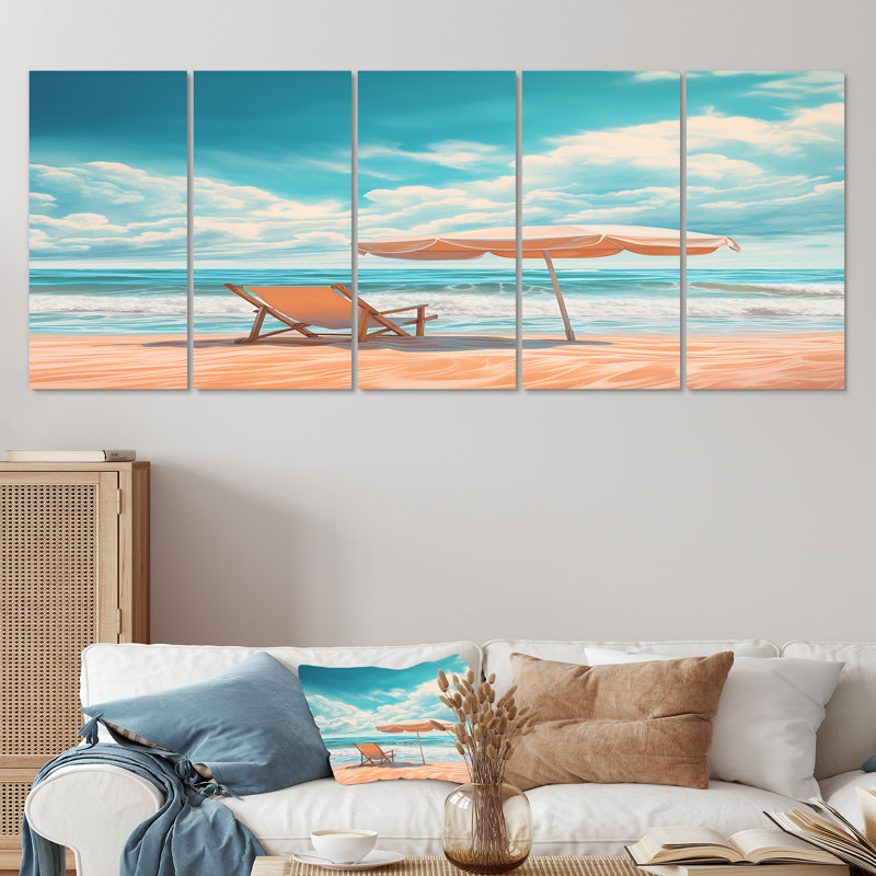 Rhoden - 5 pièces de décoration murale plage, 28" H x 60" W