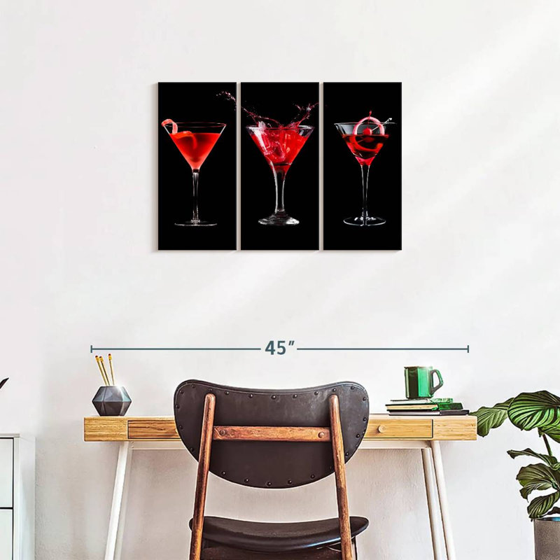 Maraschino cerise cocktail 3 pièces, H 20 po x l 33 po