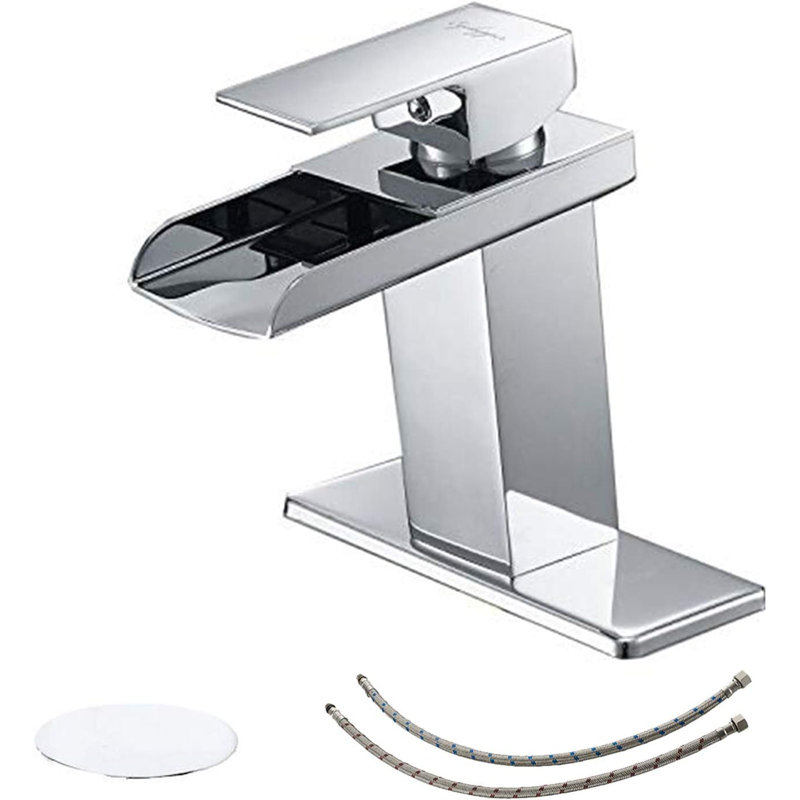 Robinet de salle de bain à simple arche avec drain, Chrome