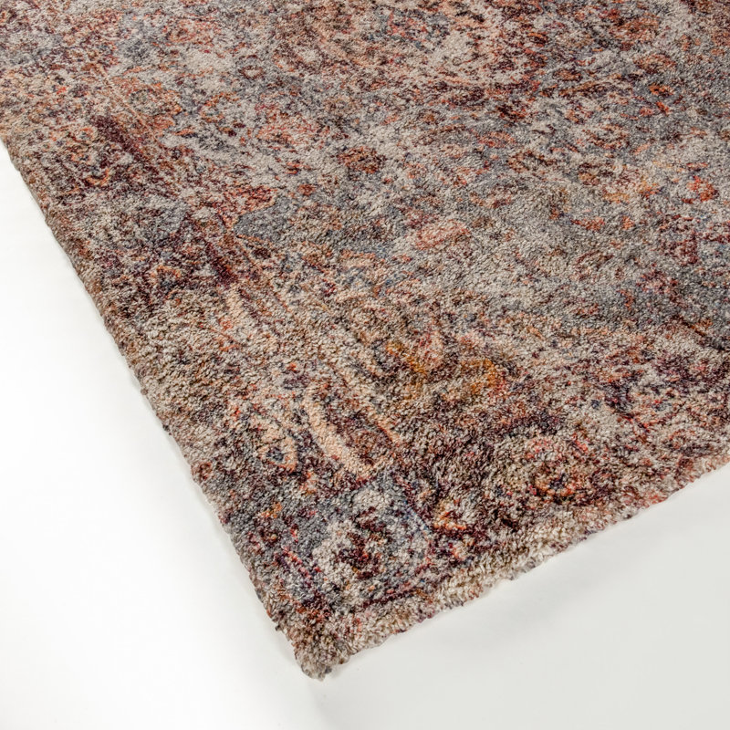 Distressed Red and Gray 8' x 10' Synthetic Area Rug