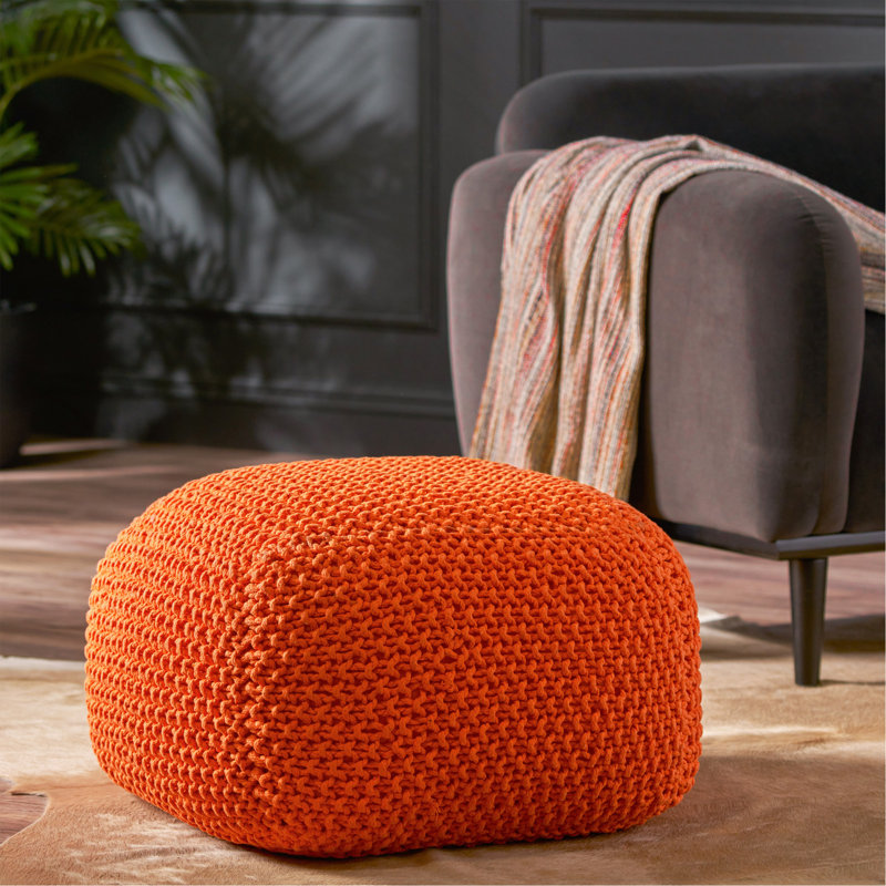 Pouf en coton Hollis, Coton orange