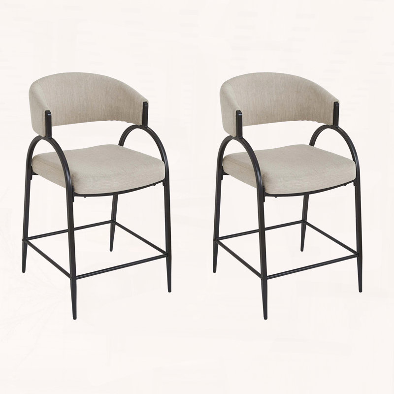 Ensemble de 2 tabourets de bar modernes de 25 po de hauteur avec structure en métal noir