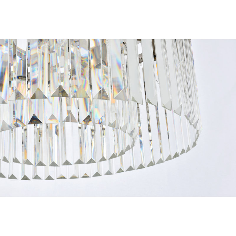 Yazmin 8 - Light Dimmable Drum Chandelier, Clear, Polished Nickel
