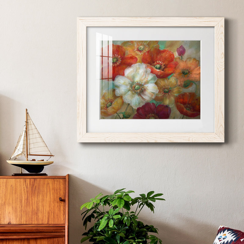 Poppycentric - Peinture encadrée, H 31 po x l 44 po x P 1 po, Cadre blanc